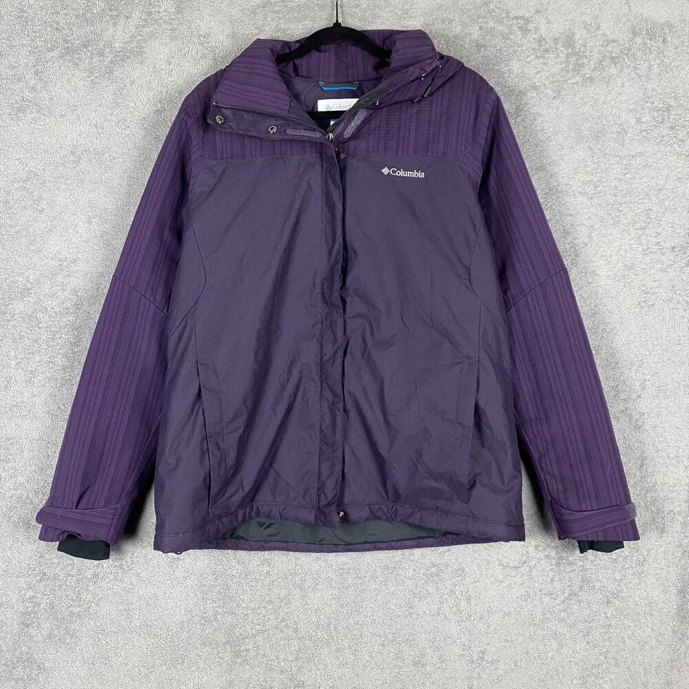 Columbia Jacket Womens Large Purple Hooded Full Zip Parka Outdoors Winter Coat